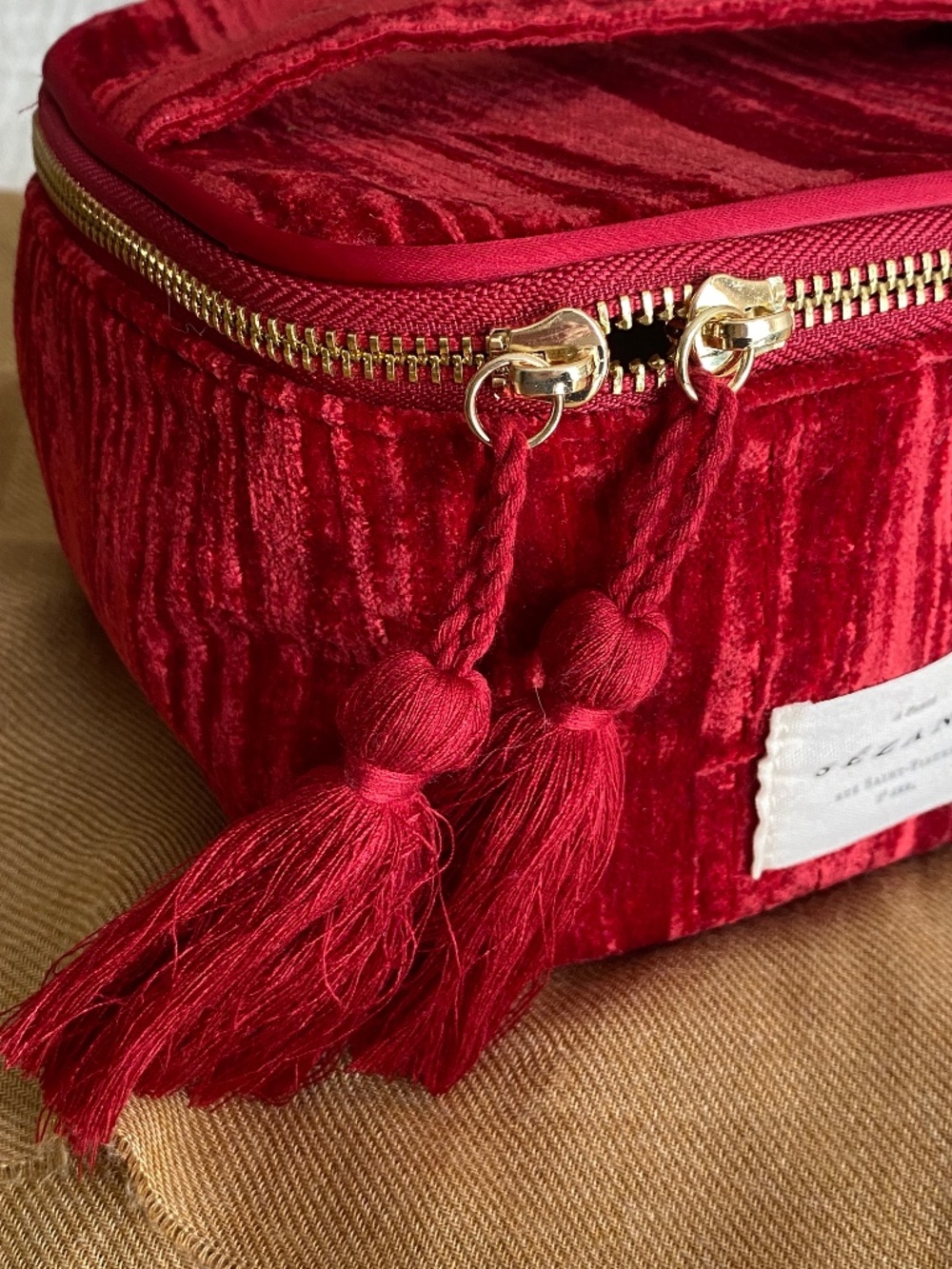 Sezane Red Velvet Travel Case NWOT